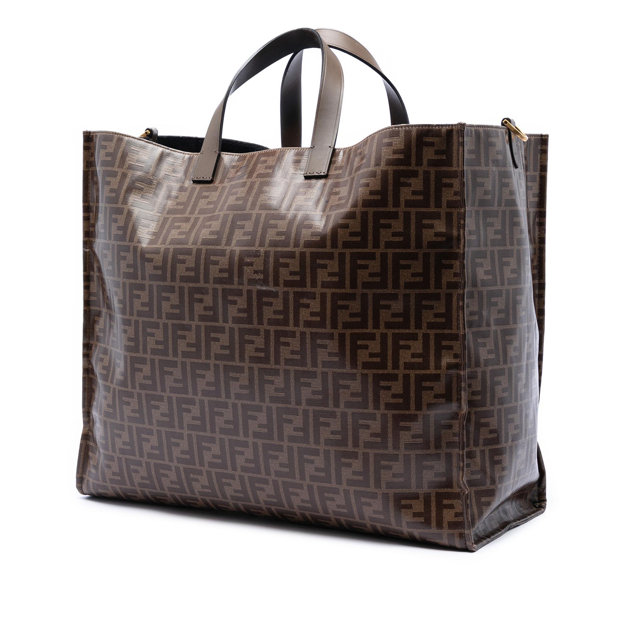 Fendi Fila Zucca Coated Canvas Logo Mania Shopper Tote