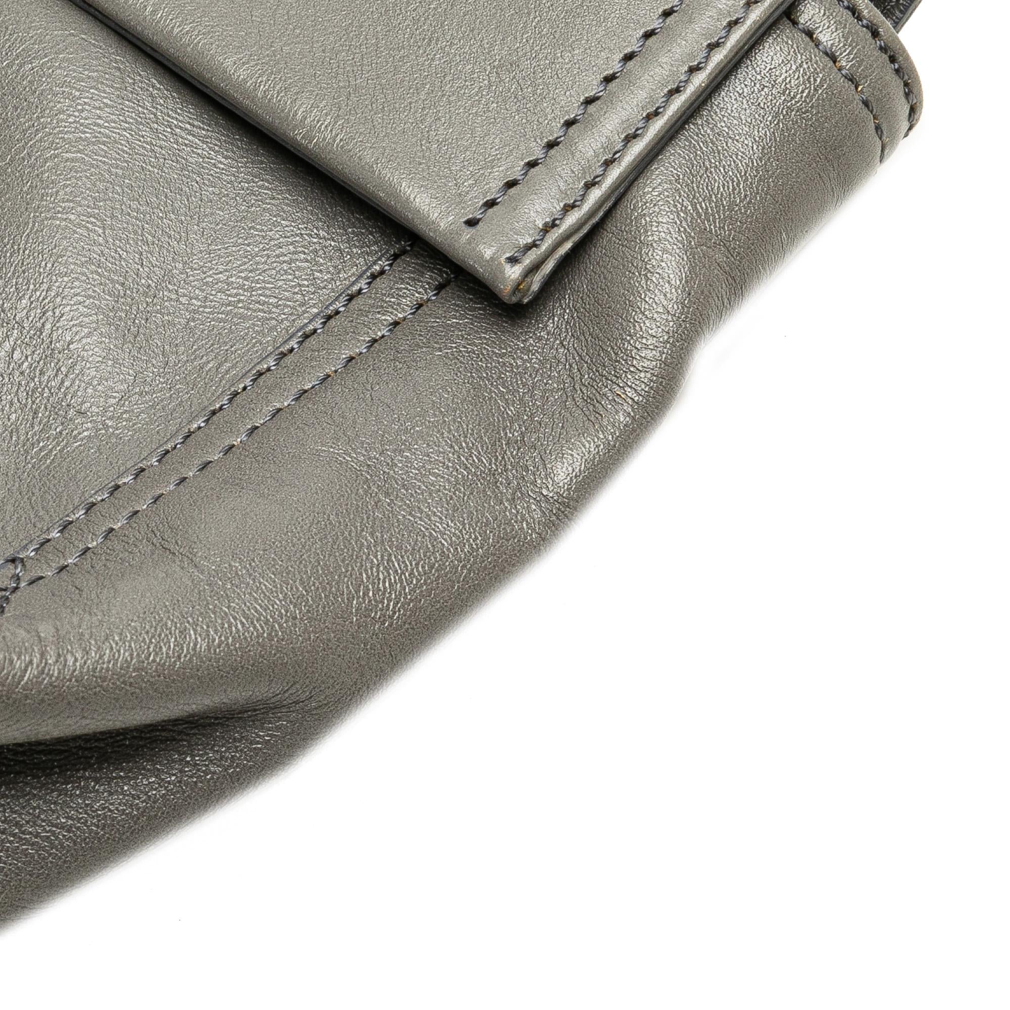 Fendi Glazed Leather Chain Flap Baguette Crossbody