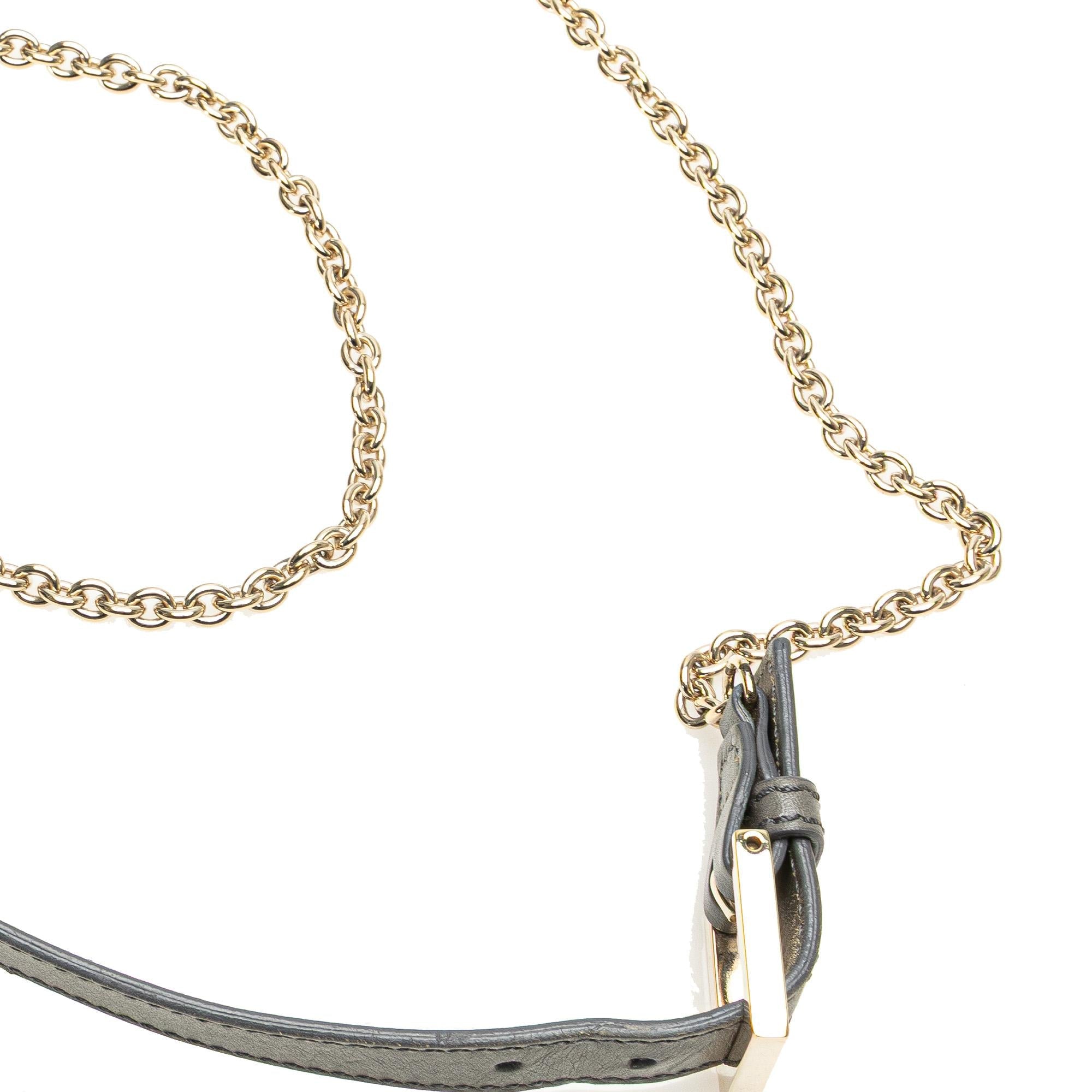 Fendi Glazed Leather Chain Flap Baguette Crossbody
