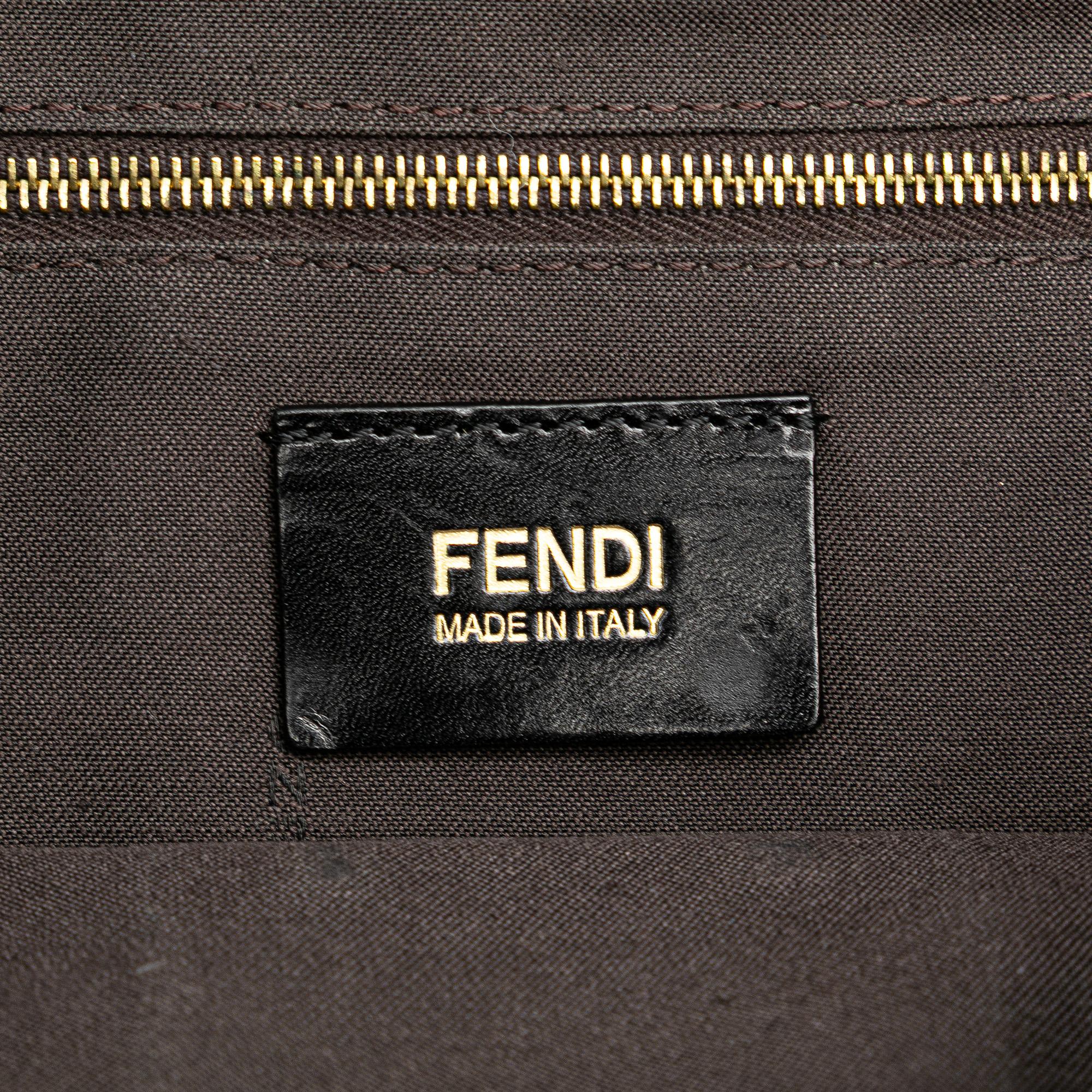 Fendi Glazed Leather Chain Flap Baguette Crossbody