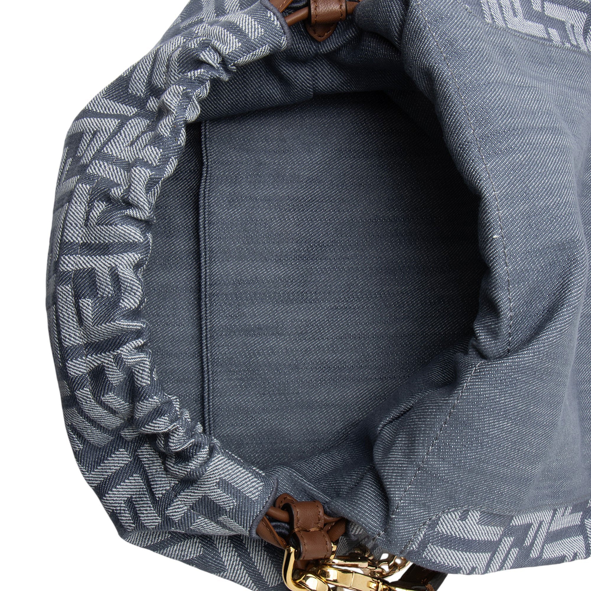 Fendi Denim Zucca Mamma Baguette Shoulder Bag