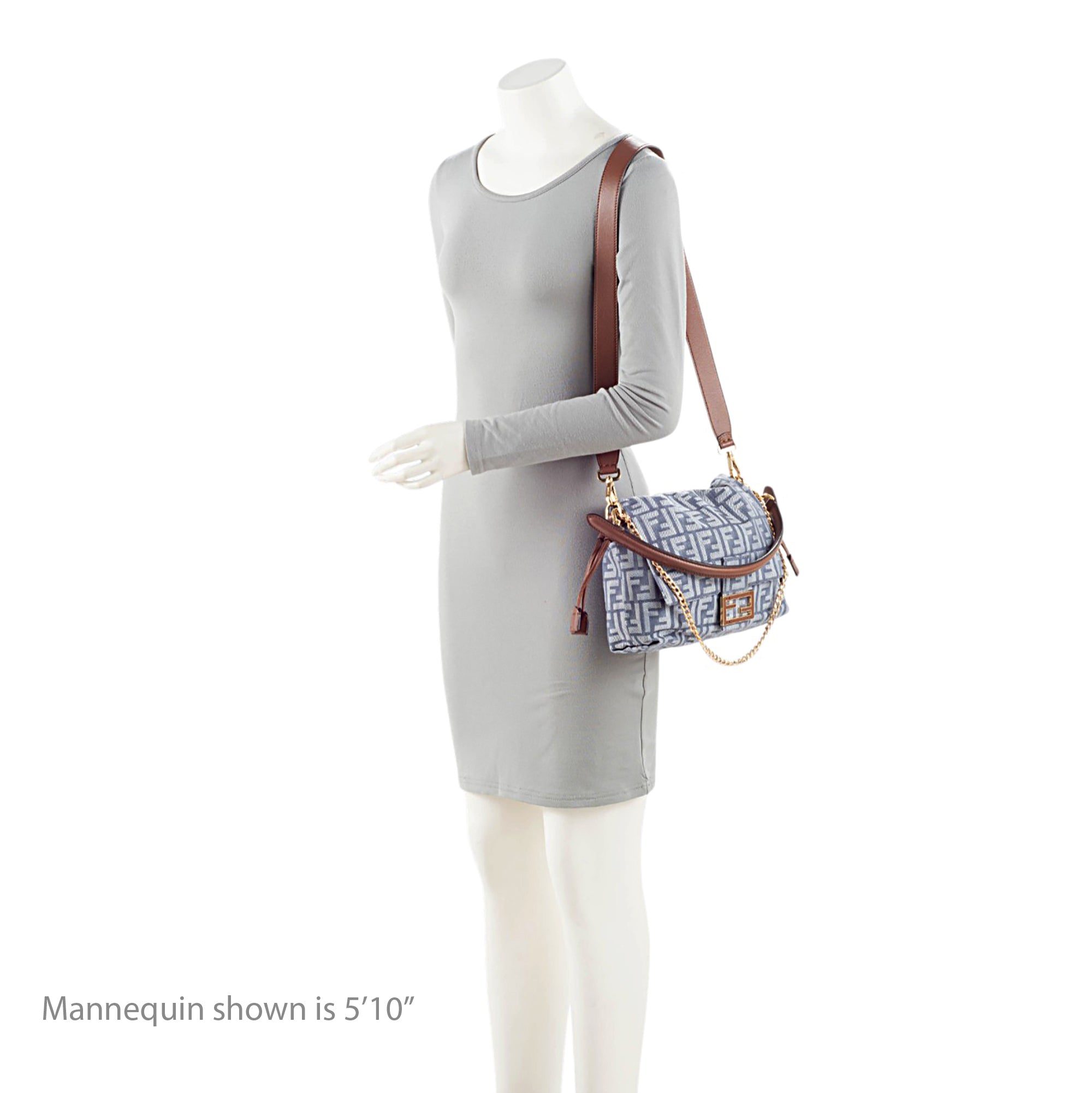 Fendi Denim Zucca Mamma Baguette Shoulder Bag