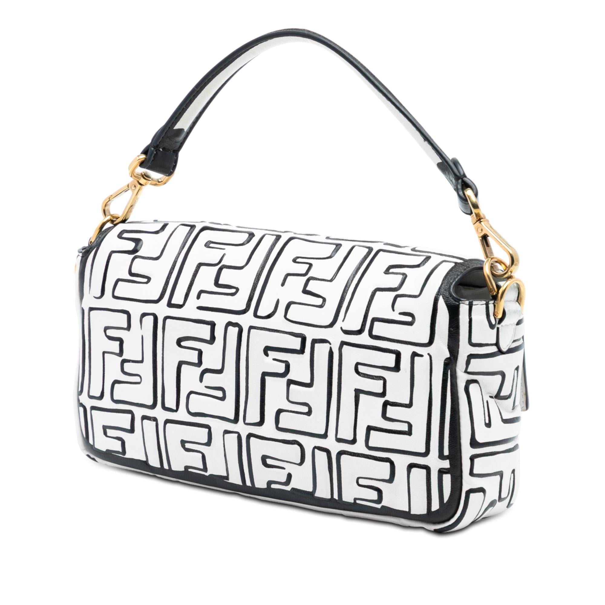 Fendi Joshua Vides California Sky Medium Embossed Leather Baguette Satchel