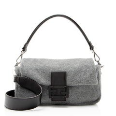 Fendi Knit Cashmere Baguette Shoulder Bag