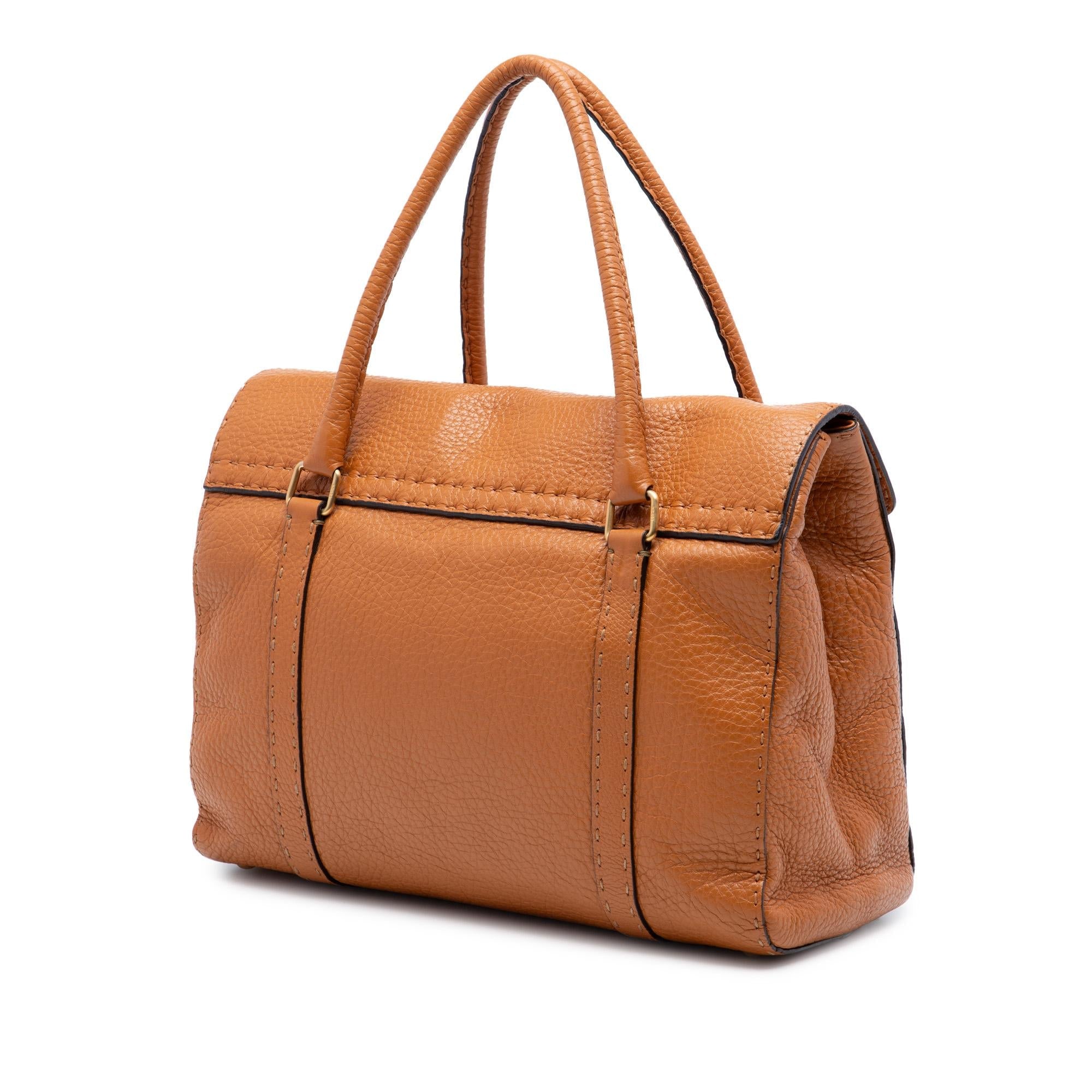 Fendi Large Leather Selleria Linda Handbag