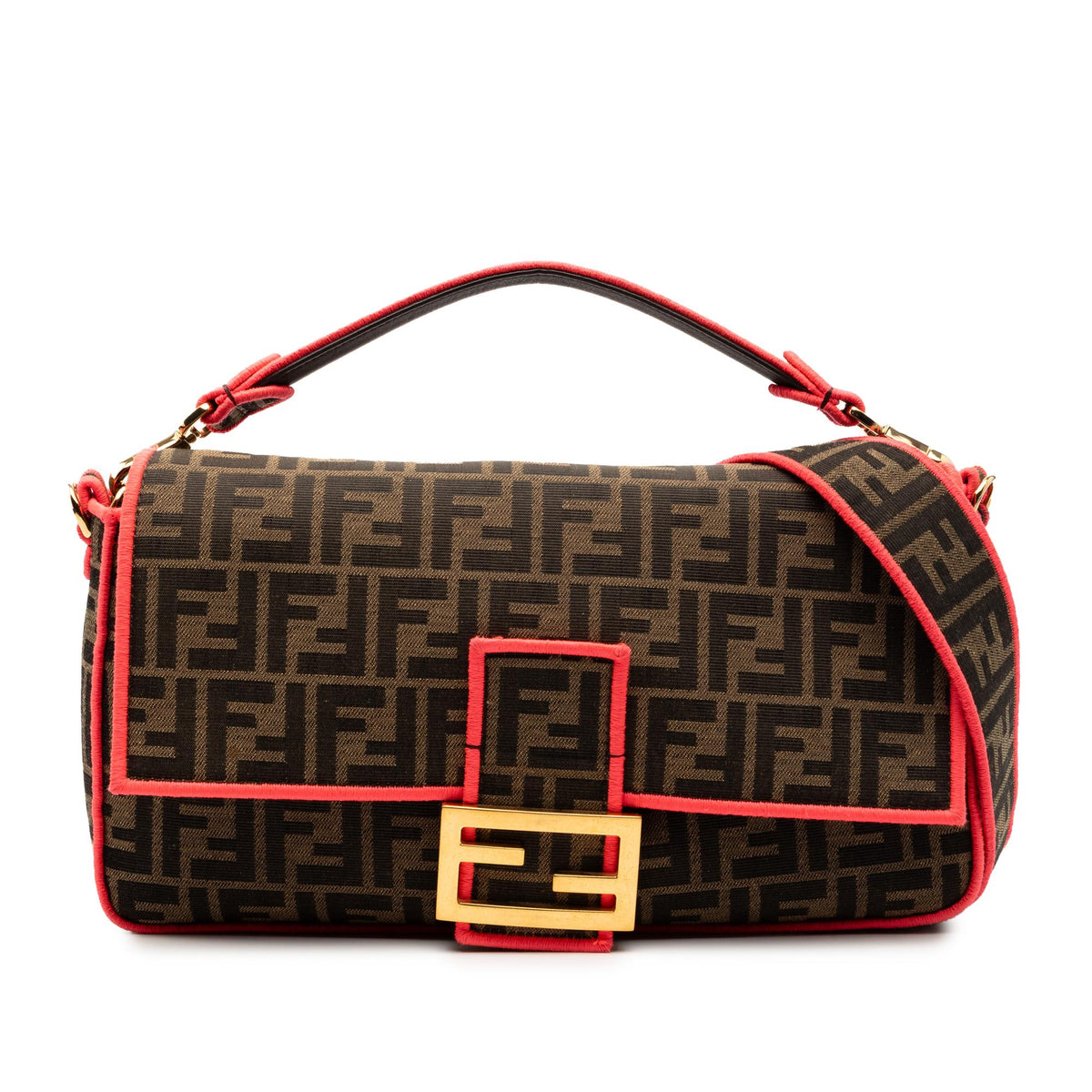 Fendi Large Zucca Canvas Baguette Satchel