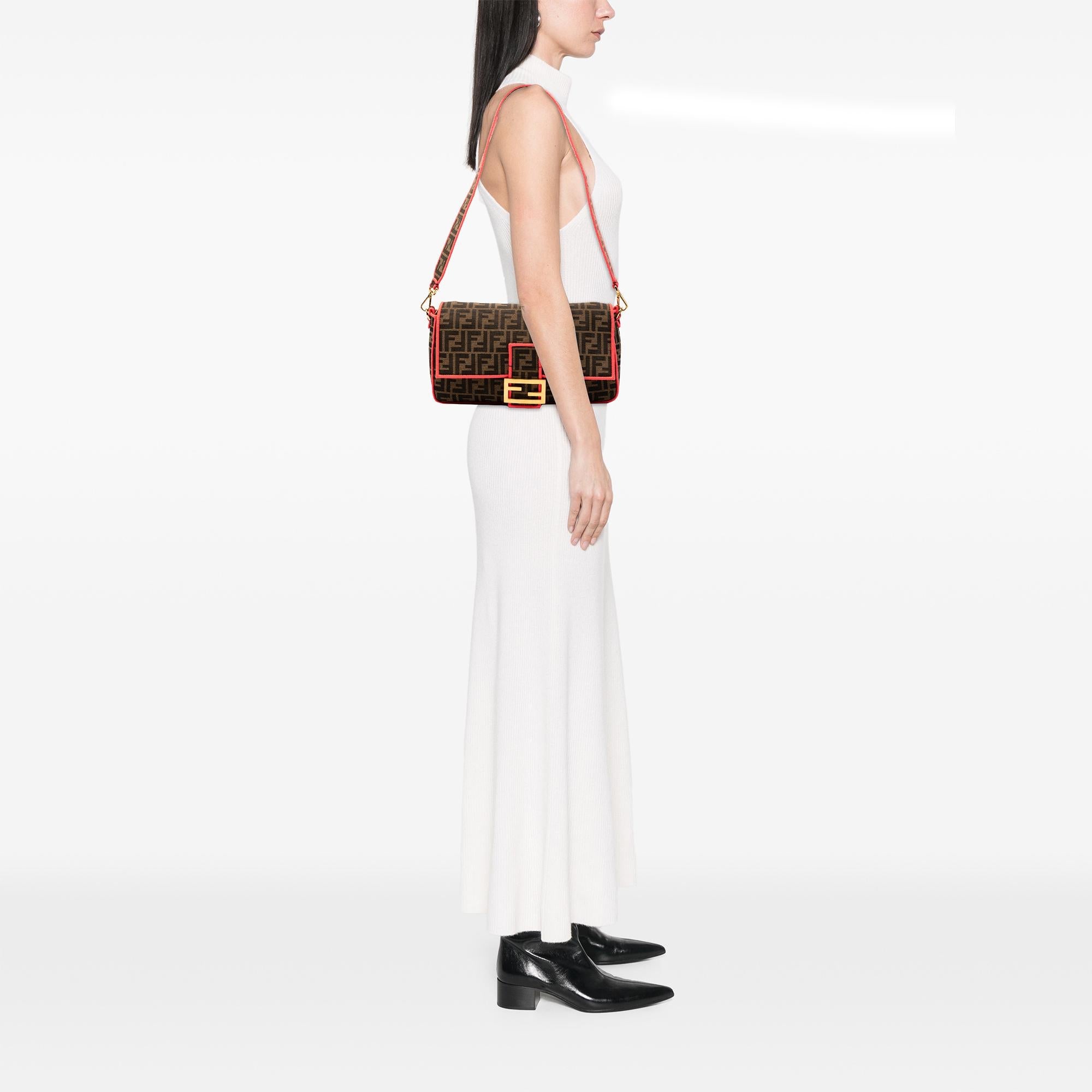 Fendi Large Zucca Canvas Baguette Satchel