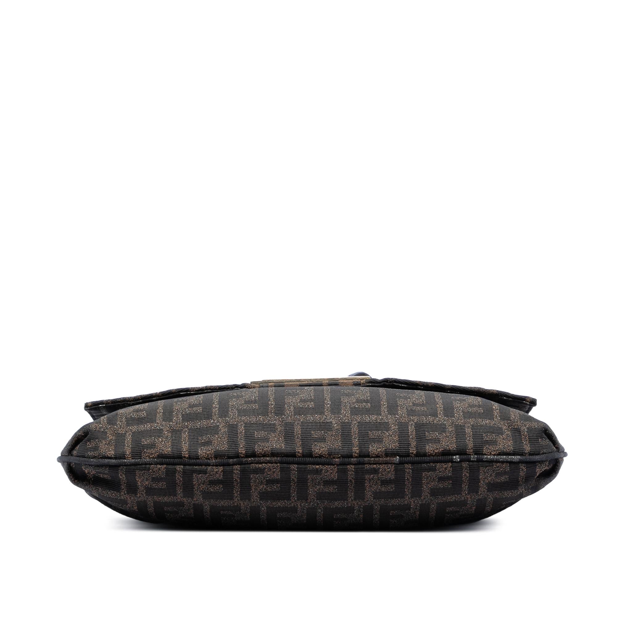 Fendi Large Zucca Canvas Mia Flap Shoulder Bag