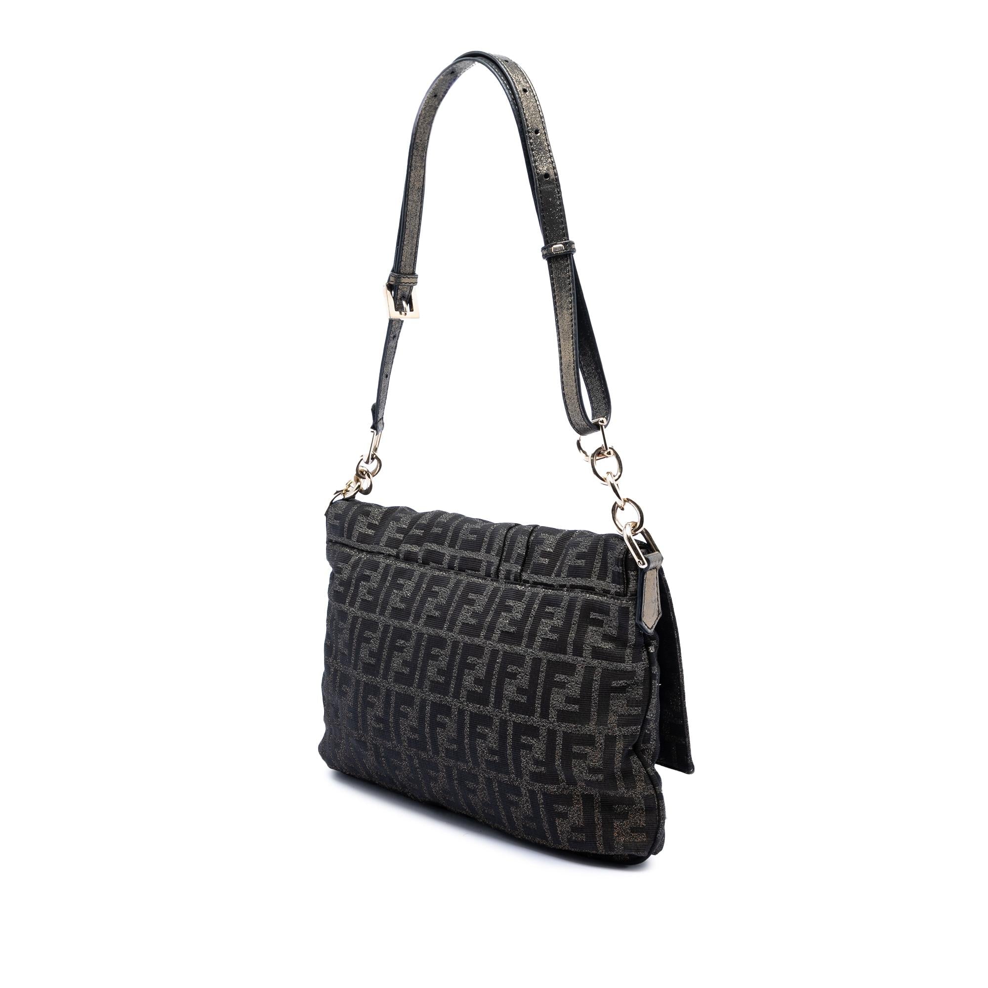 Fendi Large Zucca Canvas Mia Flap Shoulder Bag