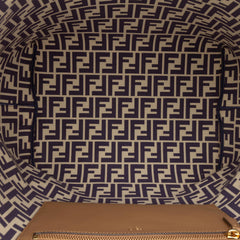 Fendi Large Zucca Canvas Pequin Striped Reversible Roll Tote