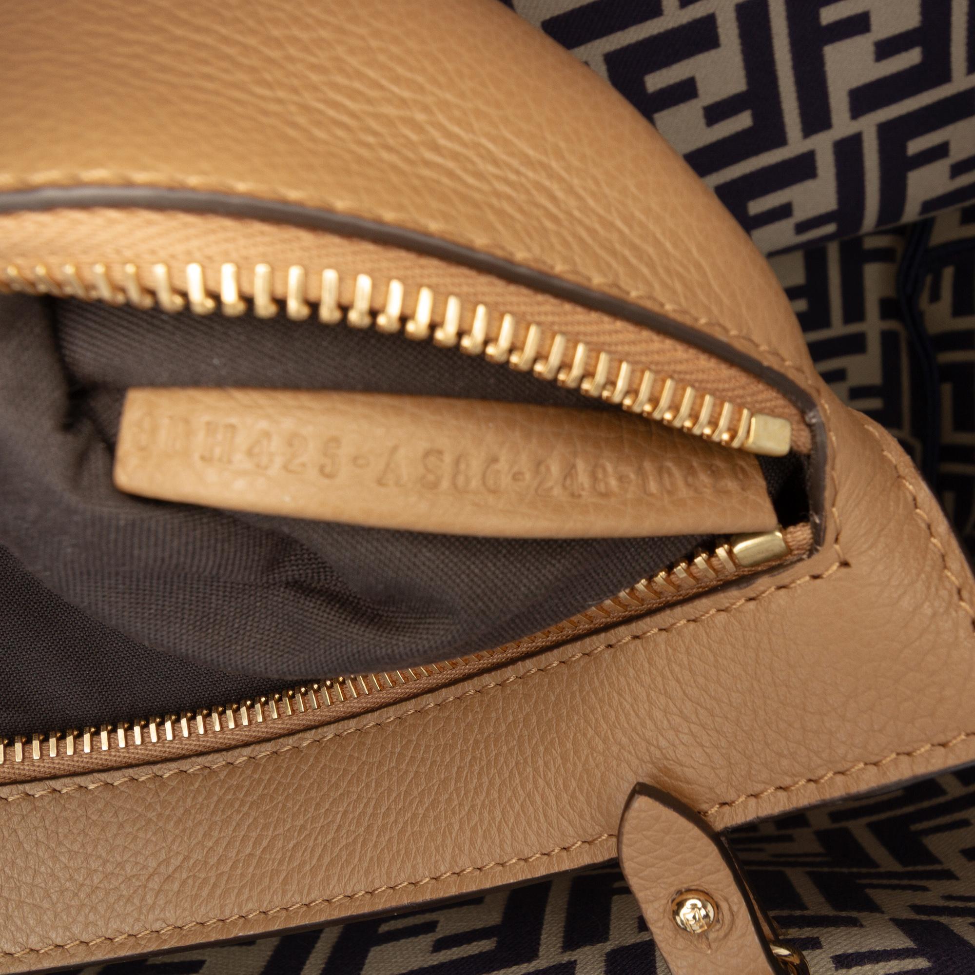 Fendi Large Zucca Canvas Pequin Striped Reversible Roll Tote
