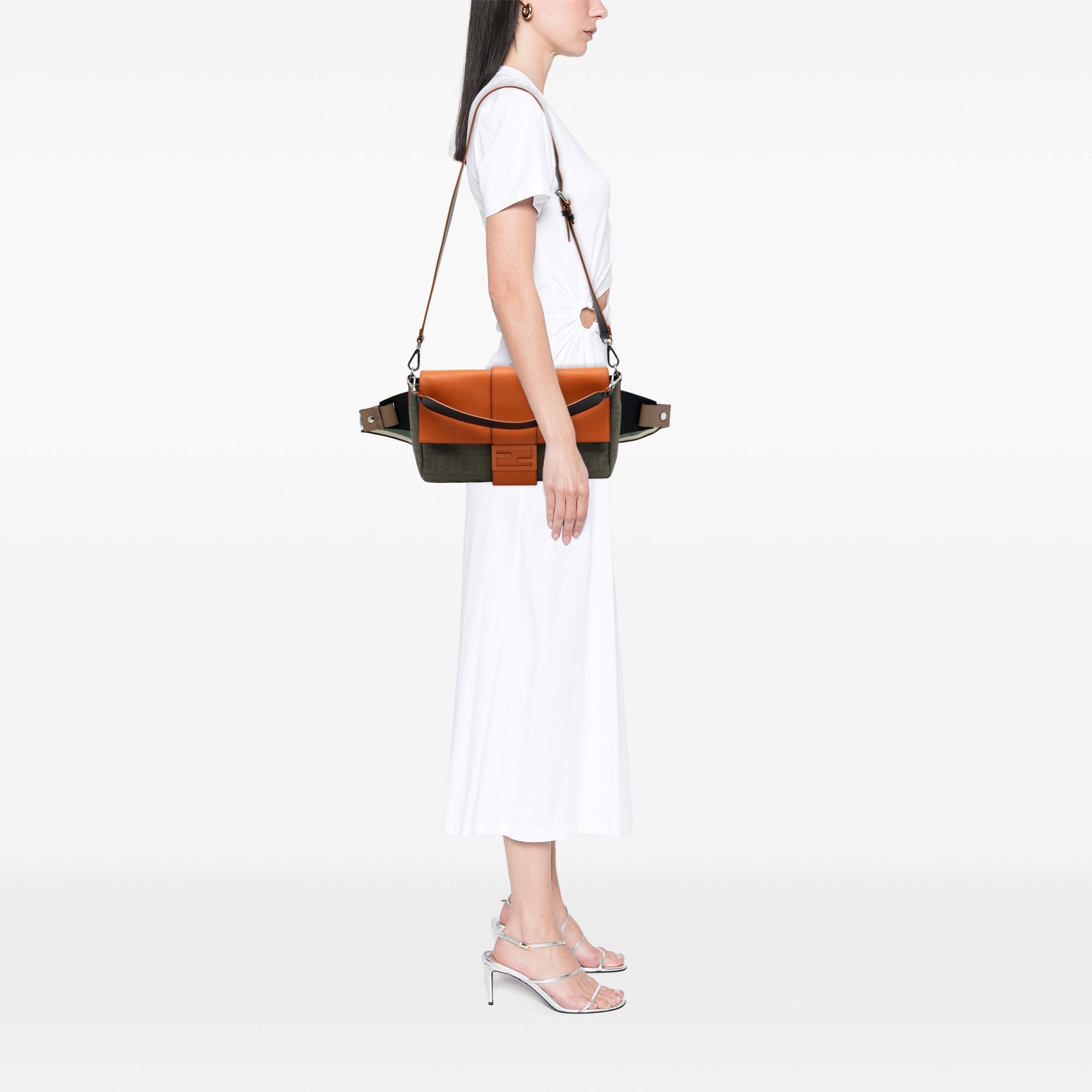Fendi Large Zucca Canvas and Leather Convertible Belt Baguette