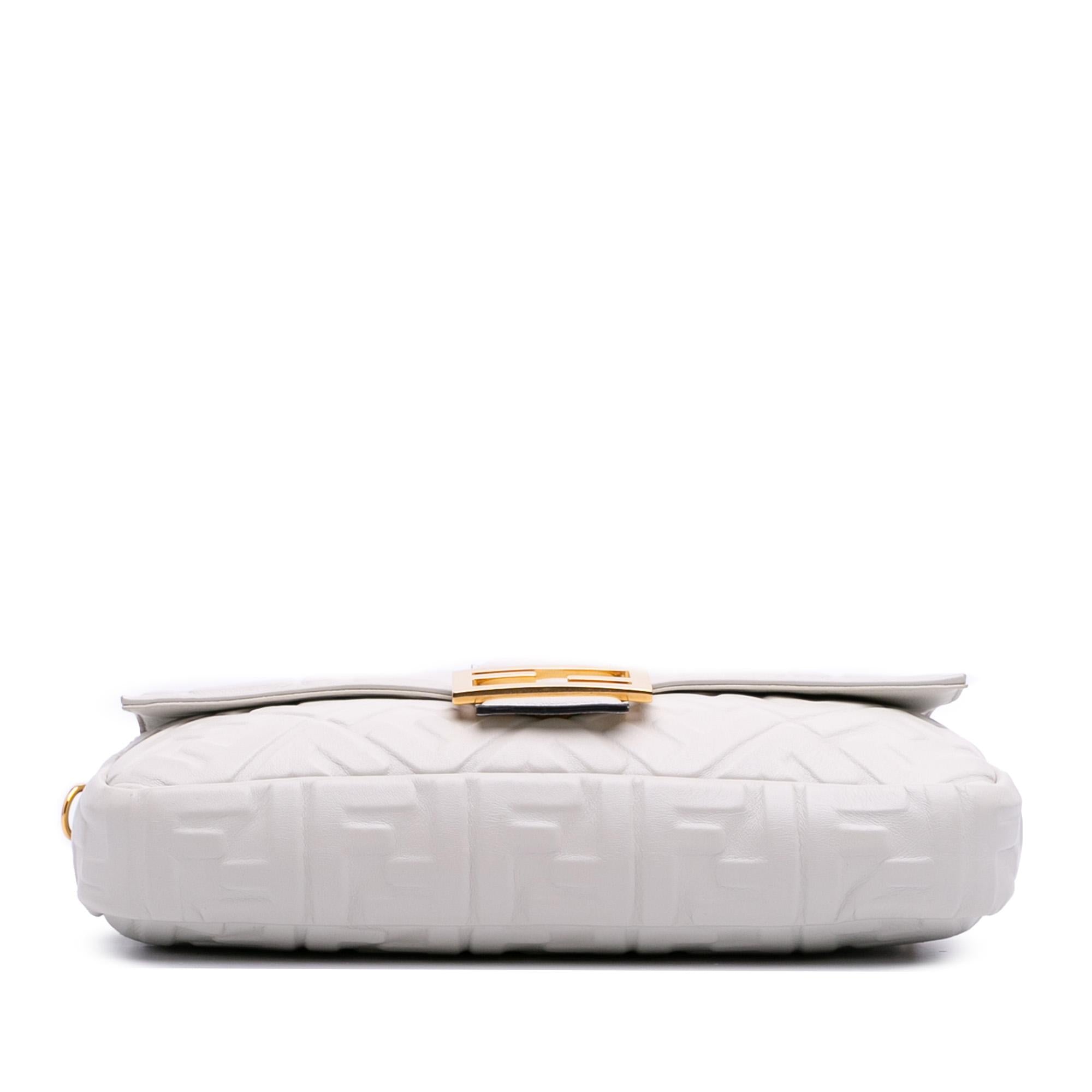 Fendi Large Zucca Embossed Leather Baguette Satchel