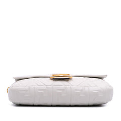 Fendi Large Zucca Embossed Leather Baguette Satchel
