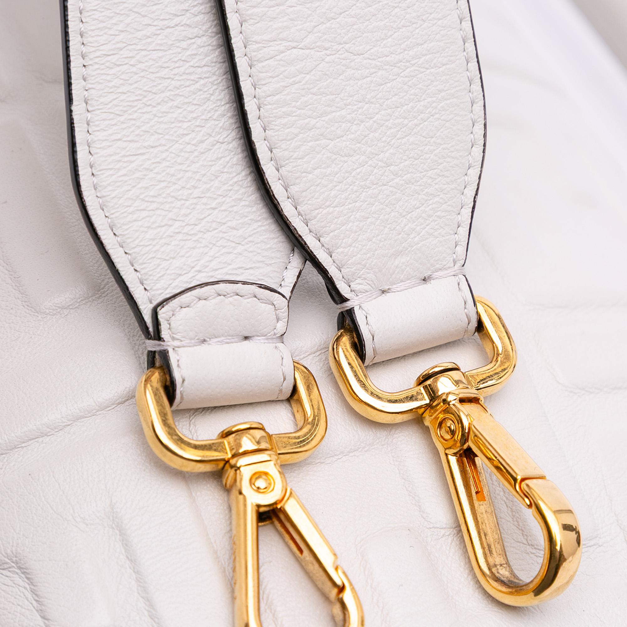 Fendi Large Zucca Embossed Leather Baguette Satchel