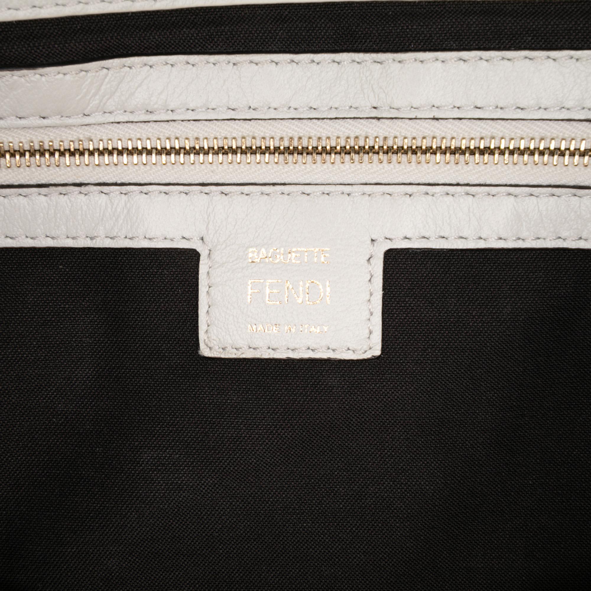 Fendi Large Zucca Embossed Leather Baguette Satchel