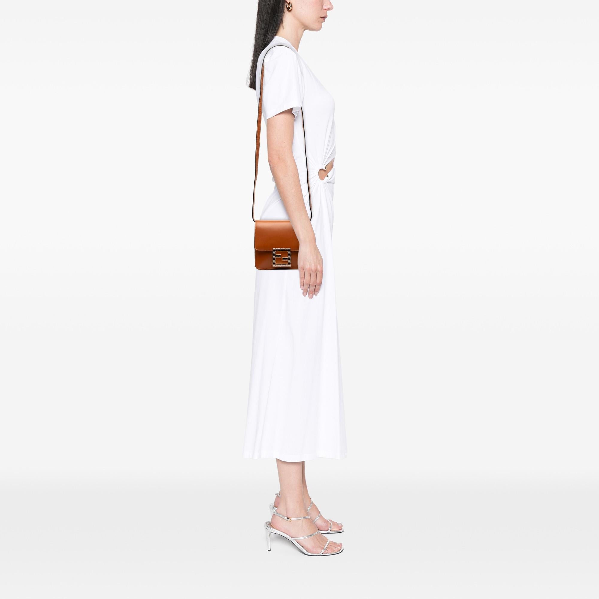 Fendi Leather Crystal Fab Crossbody