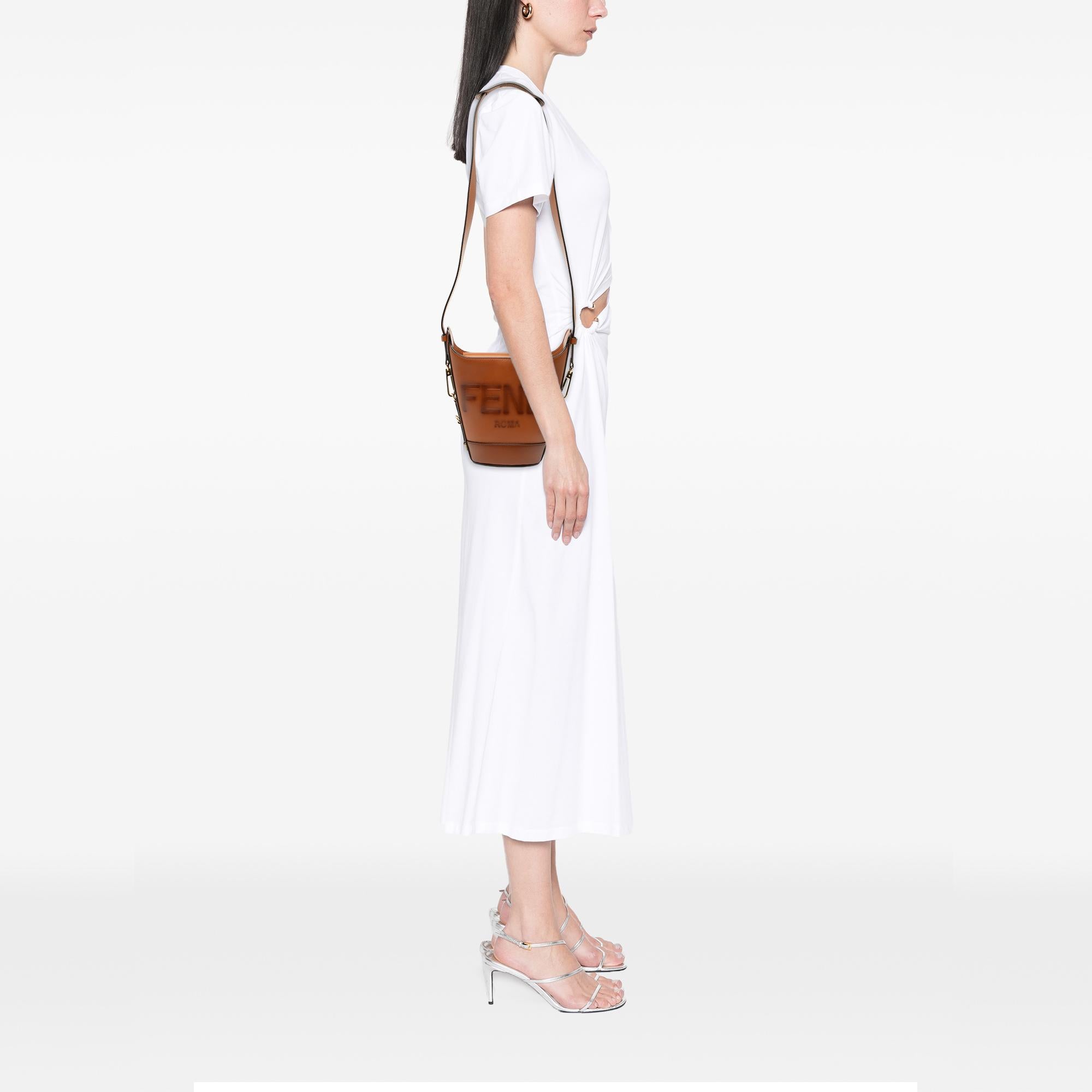 Fendi Leather Debossed Logo Bucket Bag