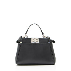 Fendi Leather Floral Embellished Peekaboo Micro Shoulder Bag