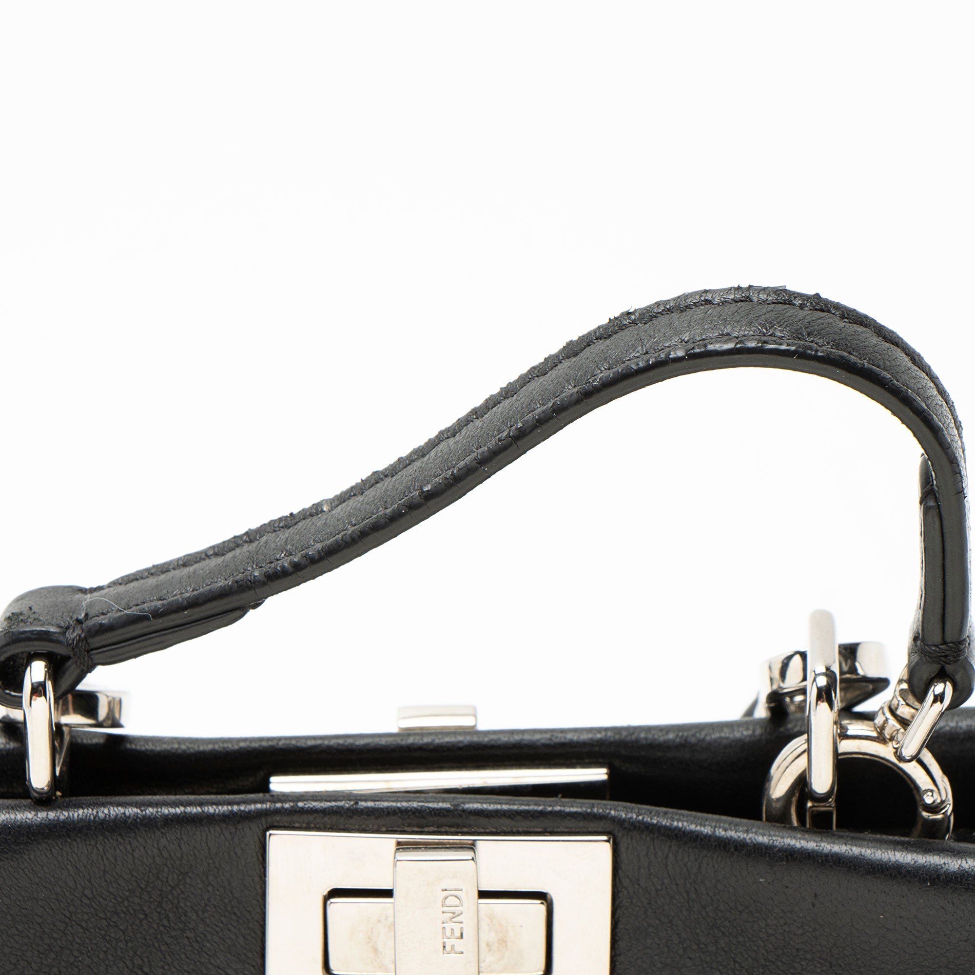 Fendi Leather Floral Embellished Peekaboo Micro Shoulder Bag