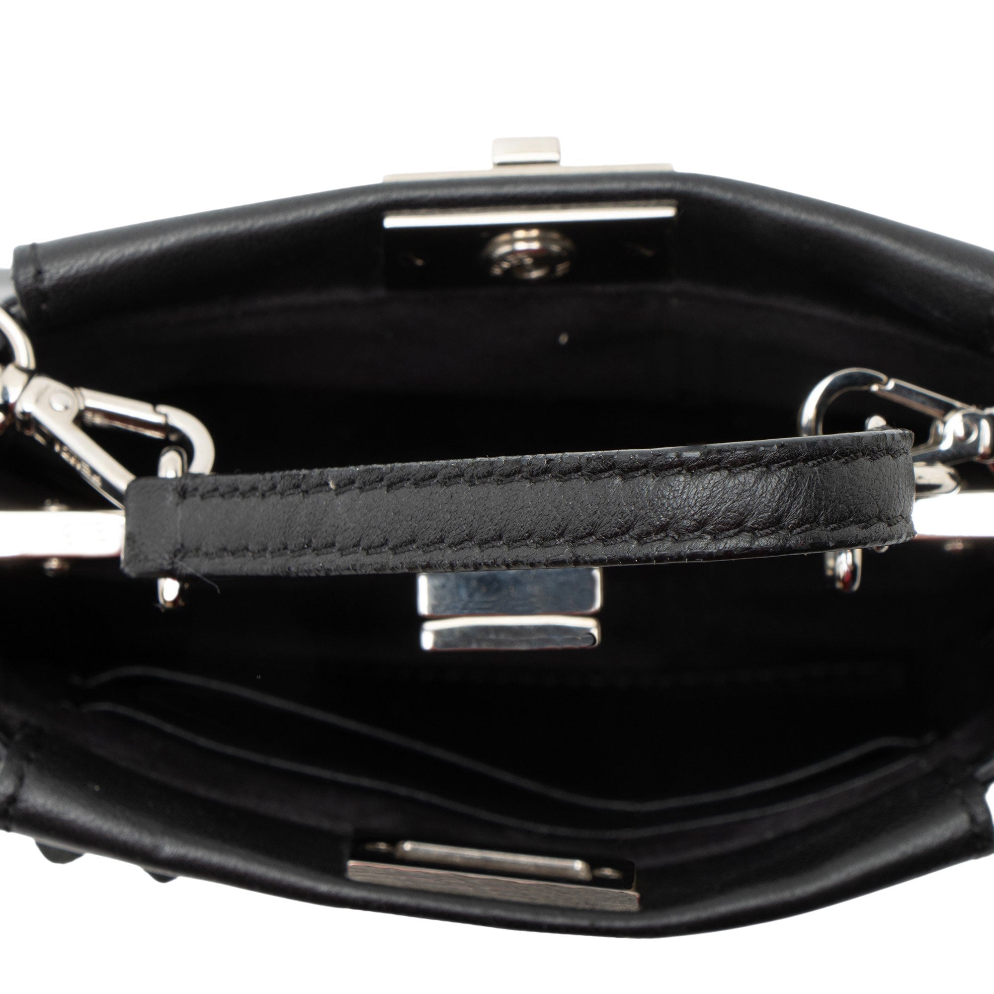 Fendi Leather Floral Embellished Peekaboo Micro Shoulder Bag
