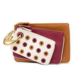 Fendi Leather Flowerland Triplette Clutch