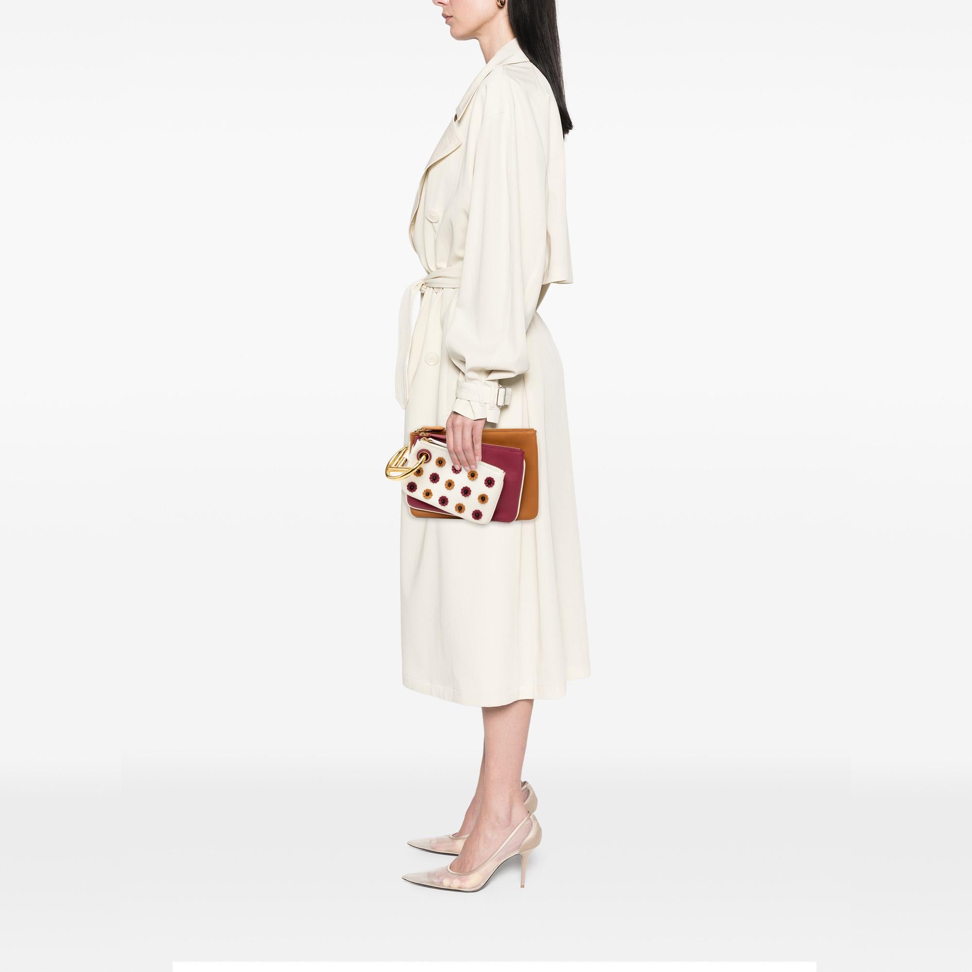 Fendi Leather Flowerland Triplette Clutch