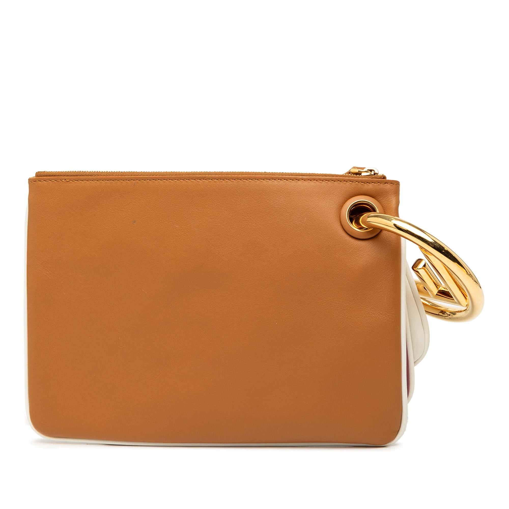 Fendi Leather Flowerland Triplette Clutch