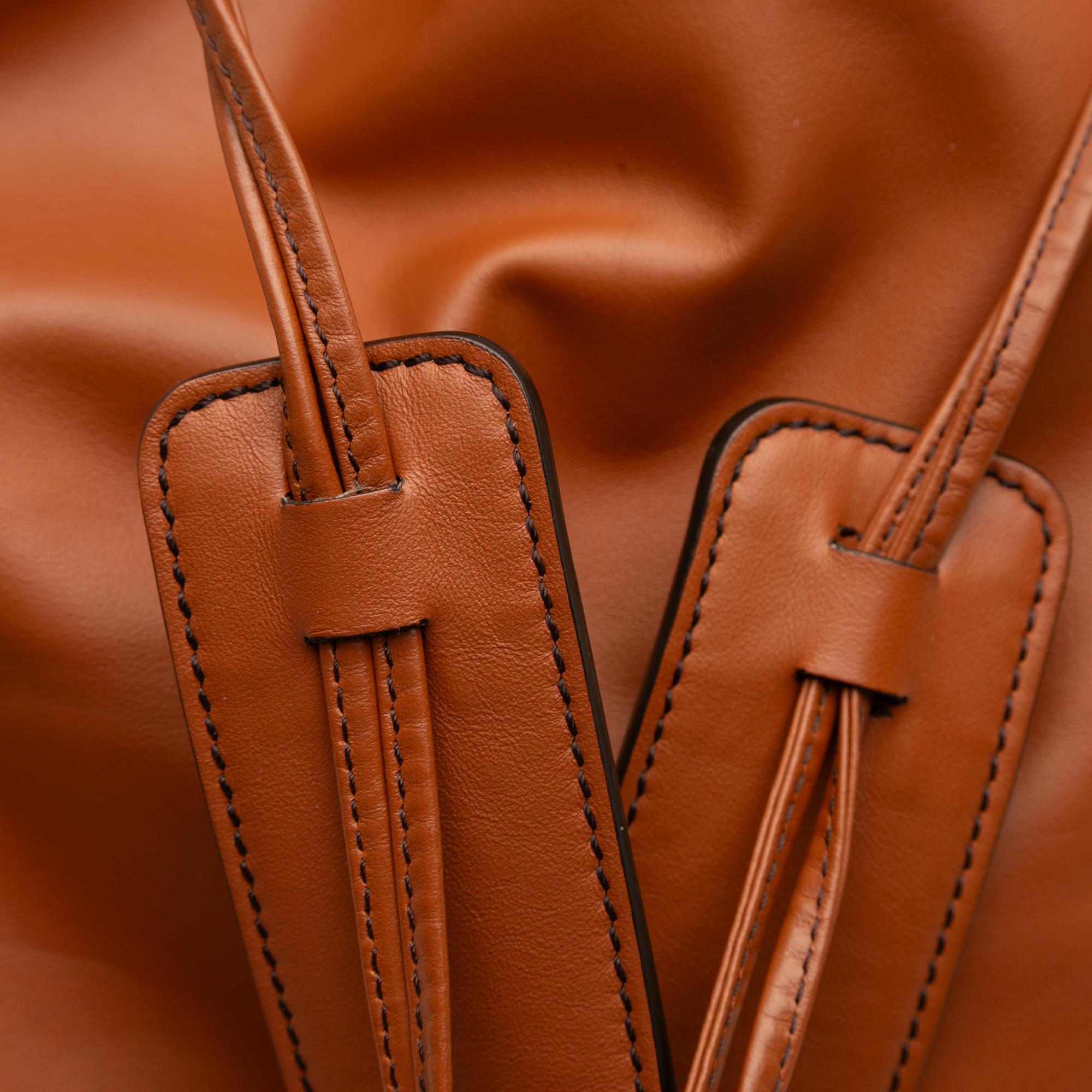 Fendi Leather Logo Drawstring Backpack