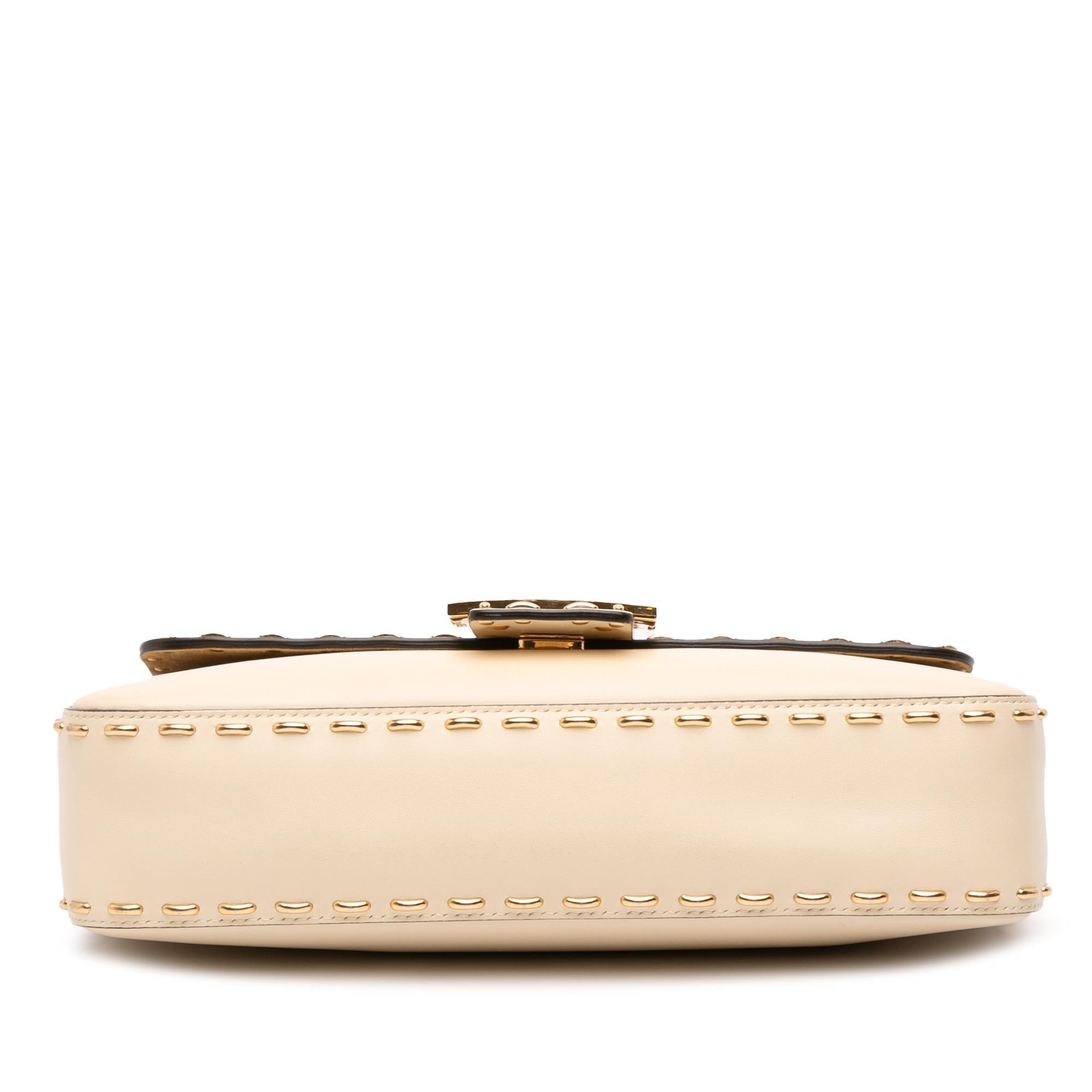 Fendi Leather Metal Stitch Baguette Satchel