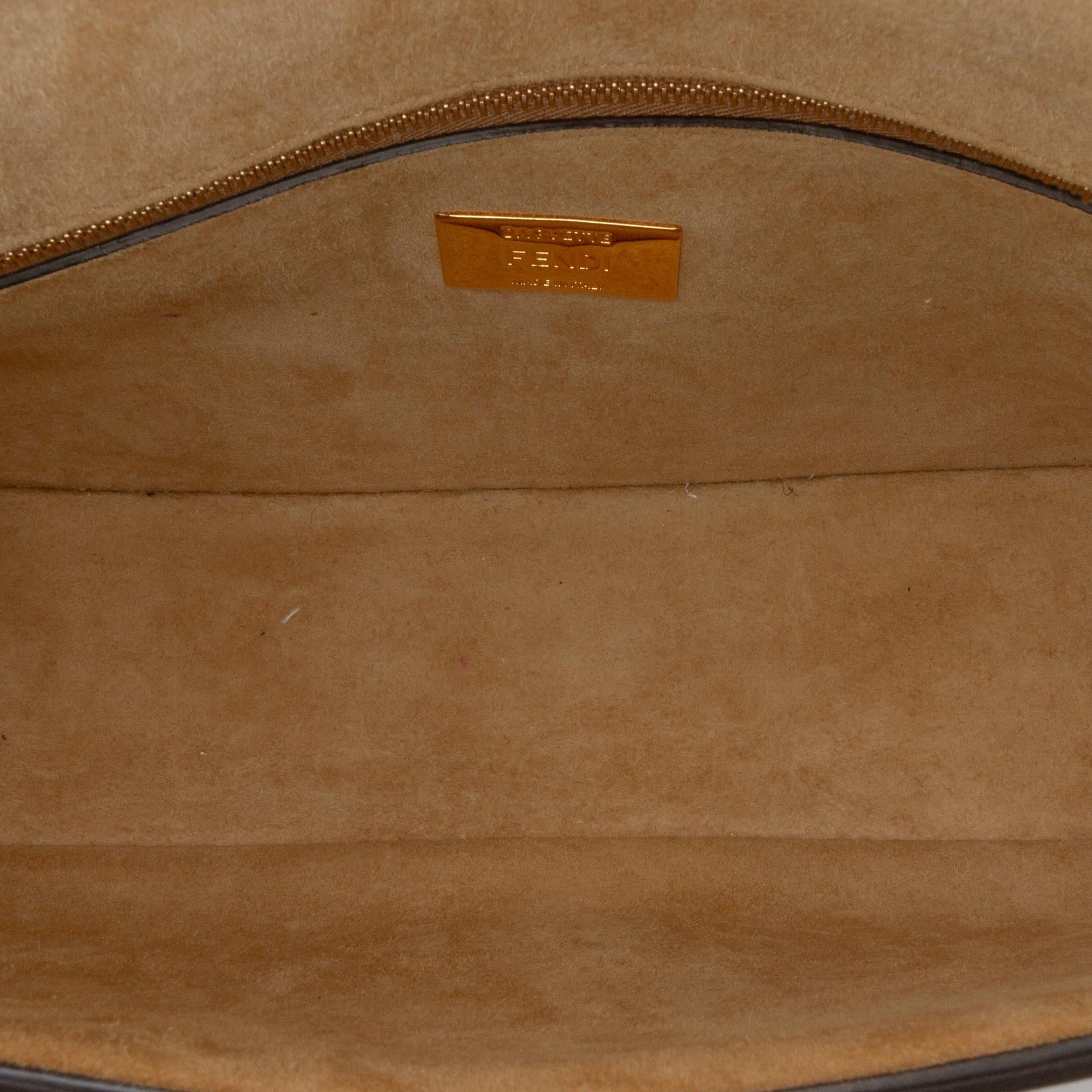 Fendi Leather Metal Stitch Baguette Satchel