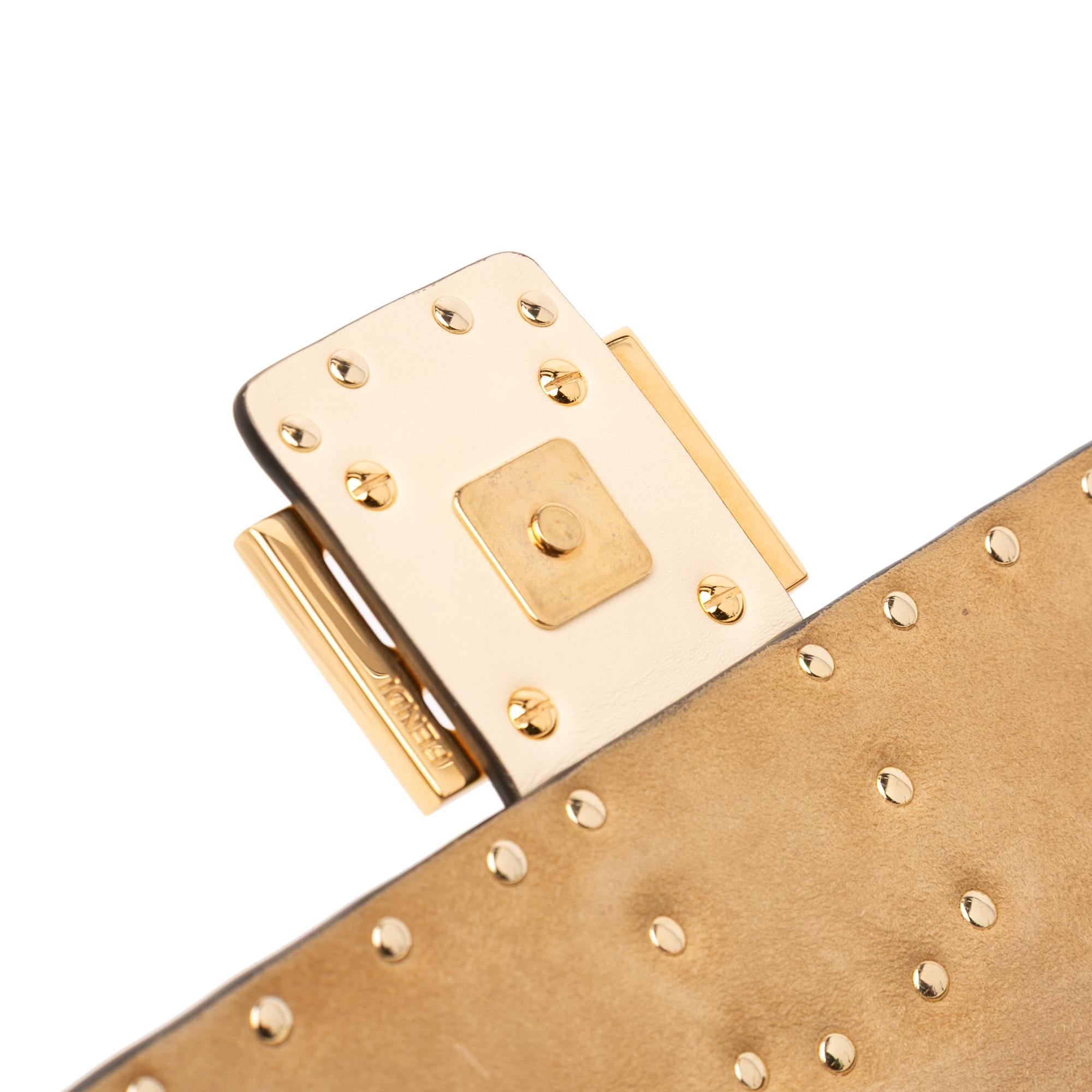 Fendi Leather Metal Stitch Baguette Satchel