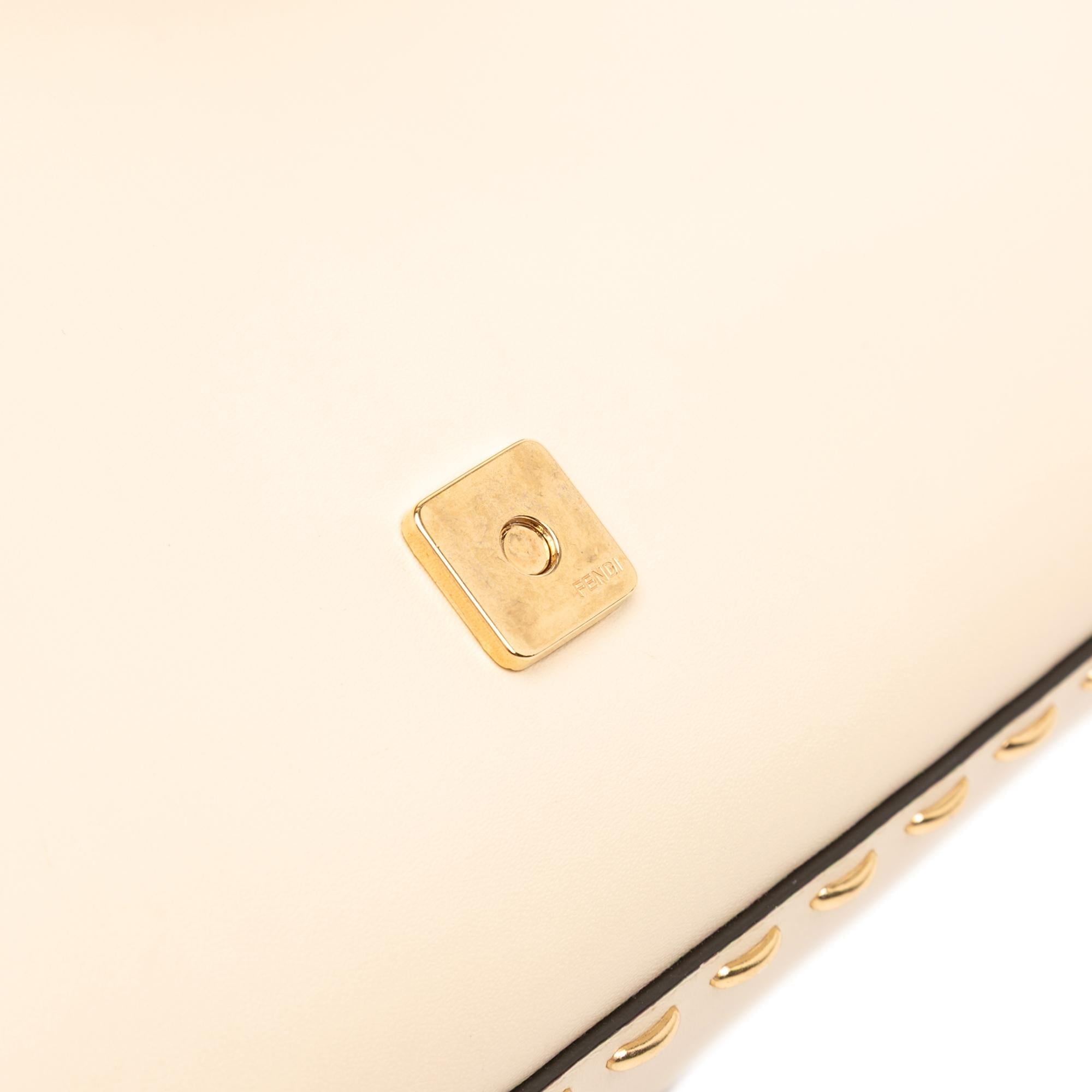 Fendi Leather Metal Stitch Baguette Satchel