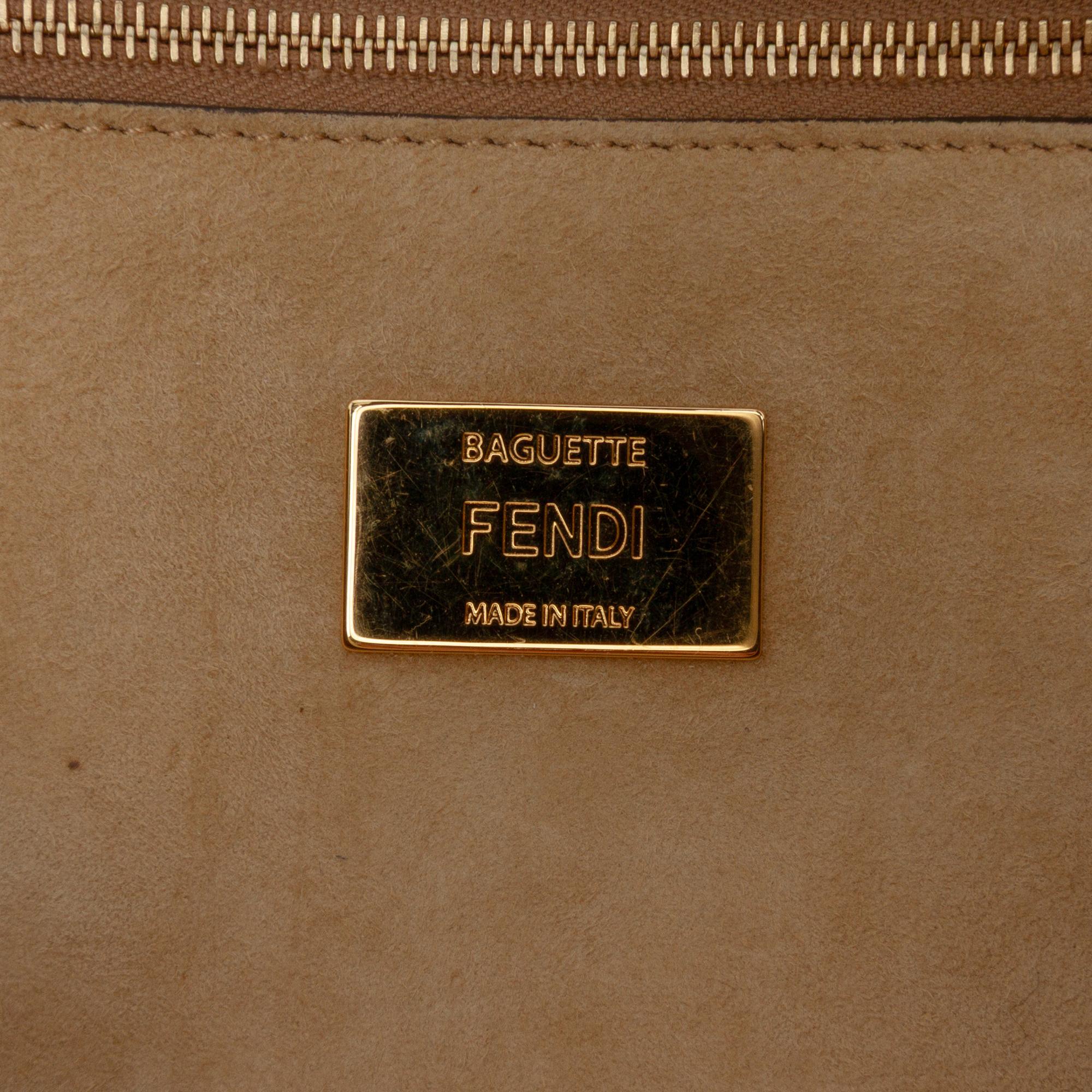 Fendi Leather Metal Stitch Baguette Satchel