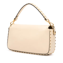 Fendi Leather Metal Stitch Baguette Satchel