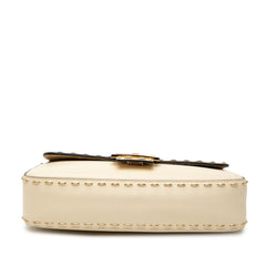 Fendi Leather Metal Stitch Baguette Satchel