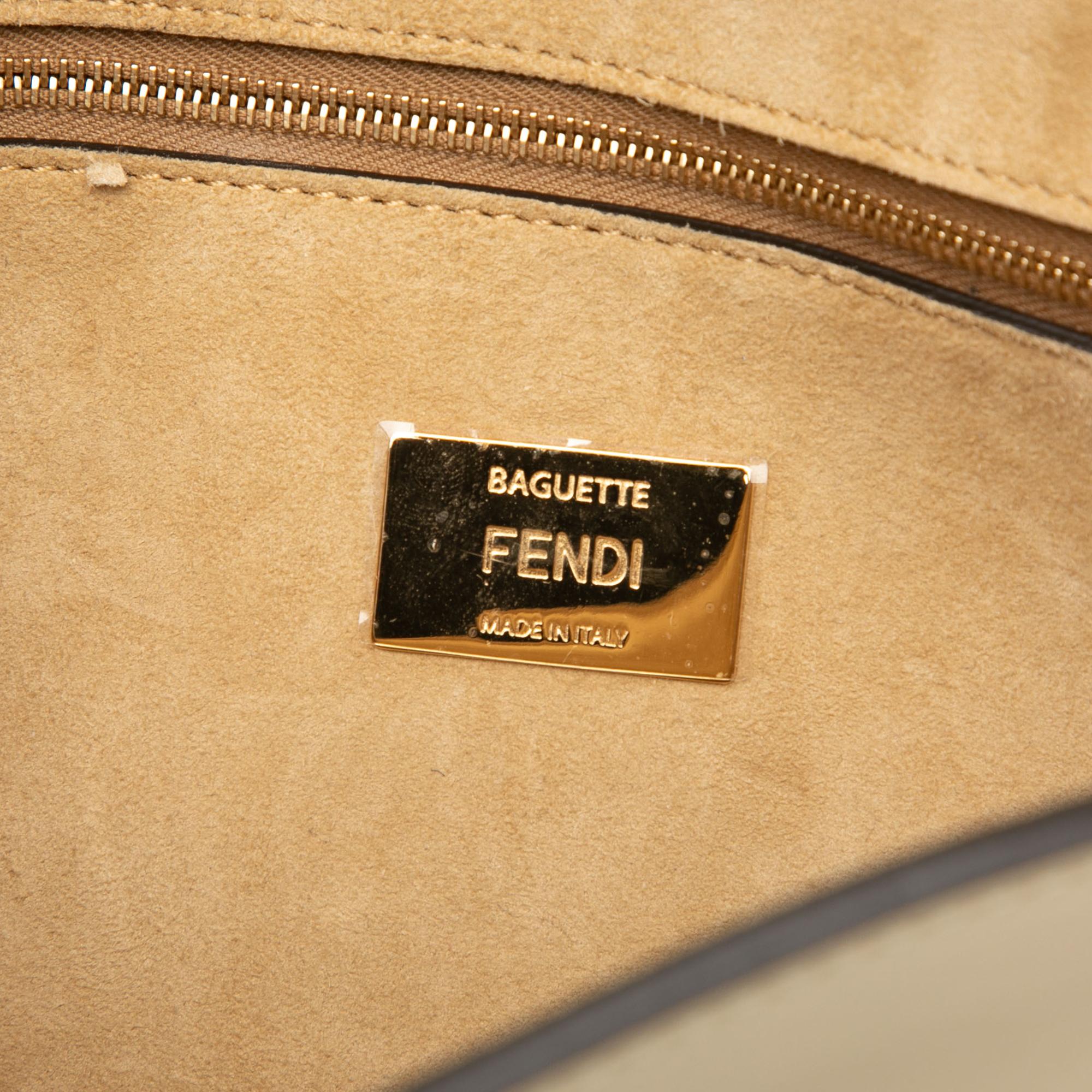 Fendi Leather Metal Stitch Baguette Satchel