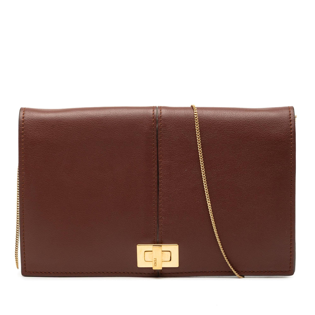 Fendi Leather Peekaboo Chain Clutch