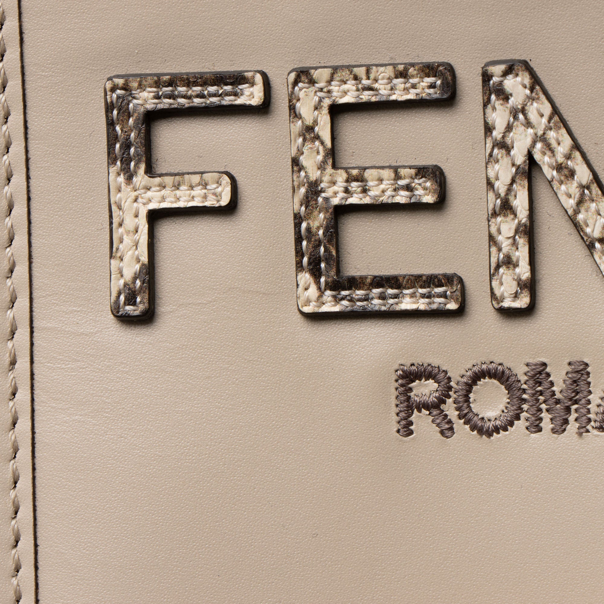 Fendi Leather Python Sunshine Mini Shopper Tote
