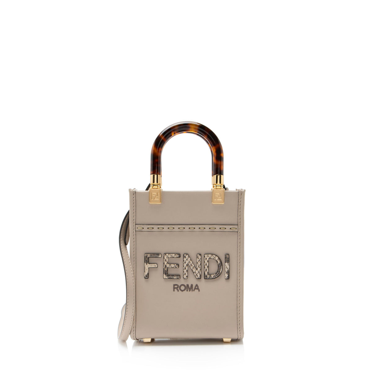 Fendi Leather Python Sunshine Mini Shopper Tote