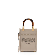 Fendi Leather Python Sunshine Mini Shopper Tote