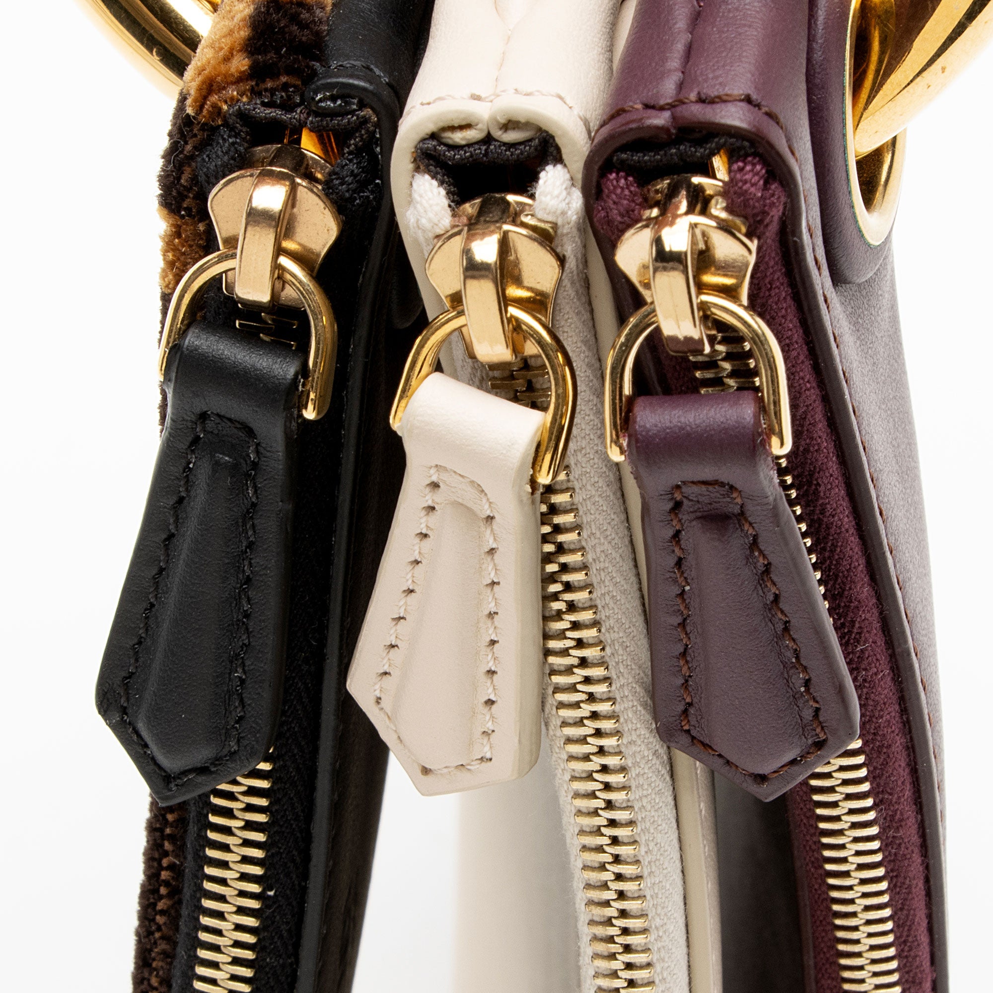 Fendi Leather Velvet Zucca Triplette Clutch