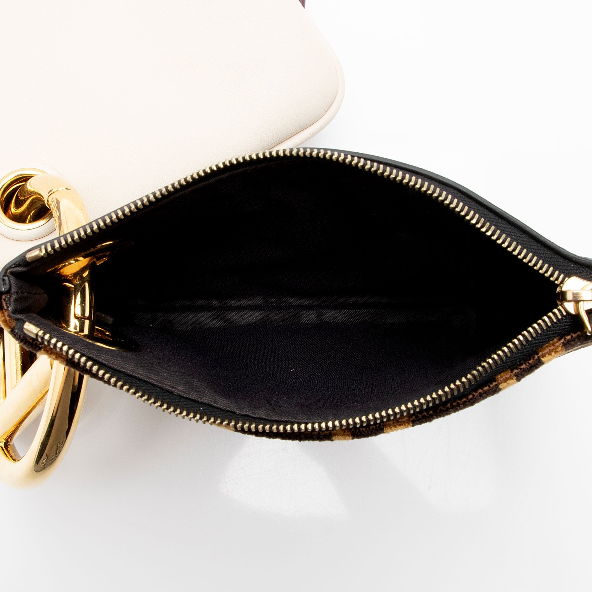 Fendi Leather Velvet Zucca Triplette Clutch