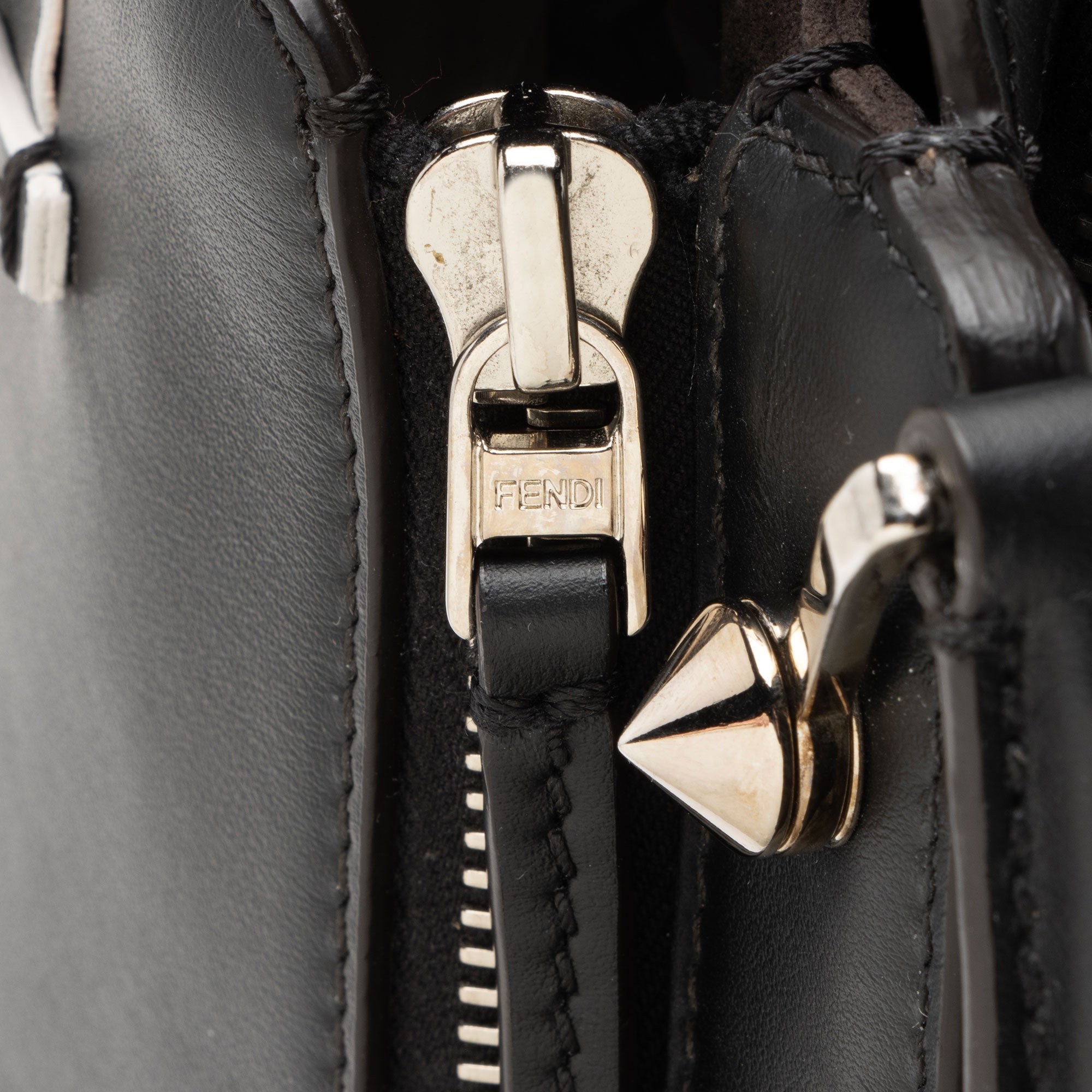 Fendi Leather Waves Dotcom Medium Satchel