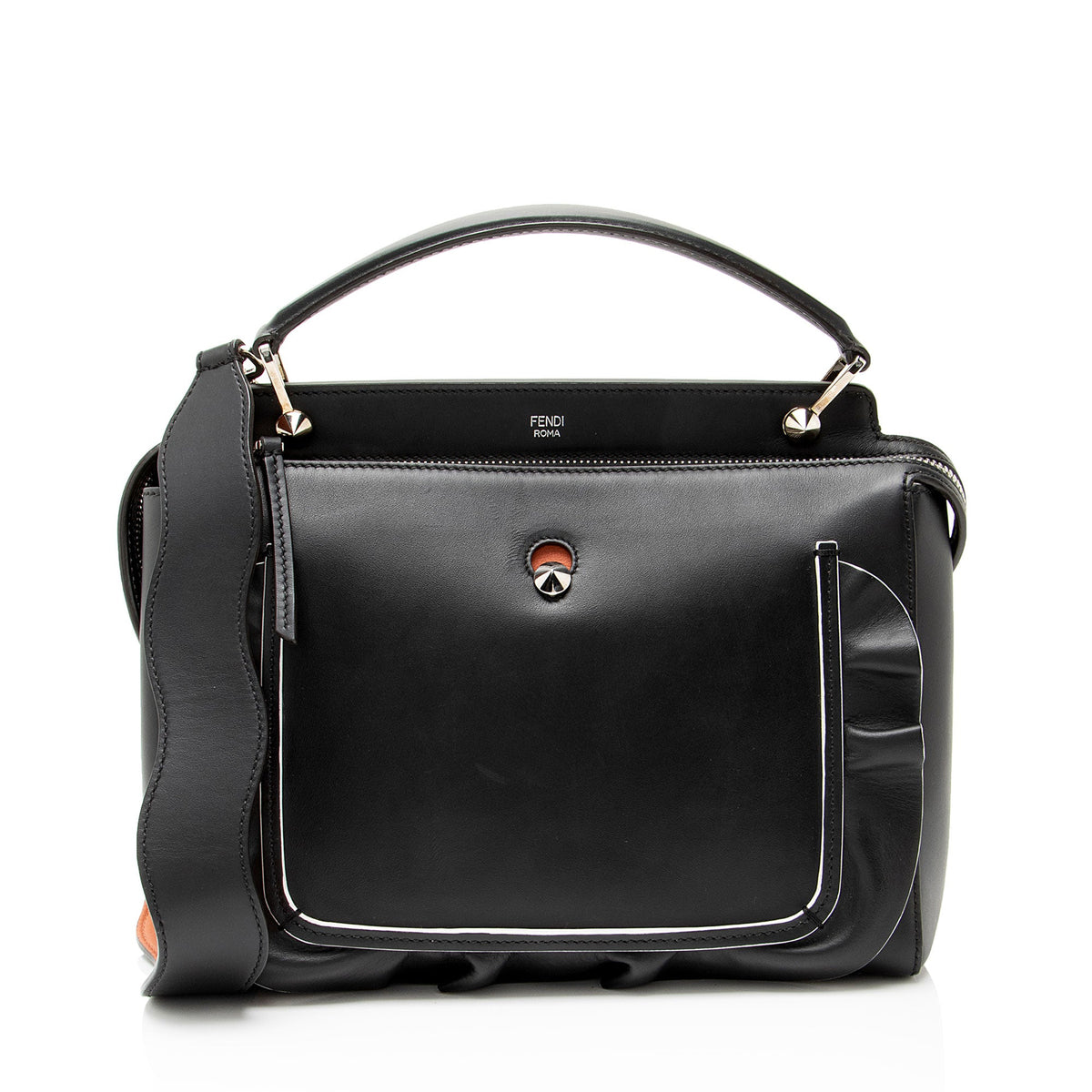 Fendi Leather Waves Dotcom Medium Satchel