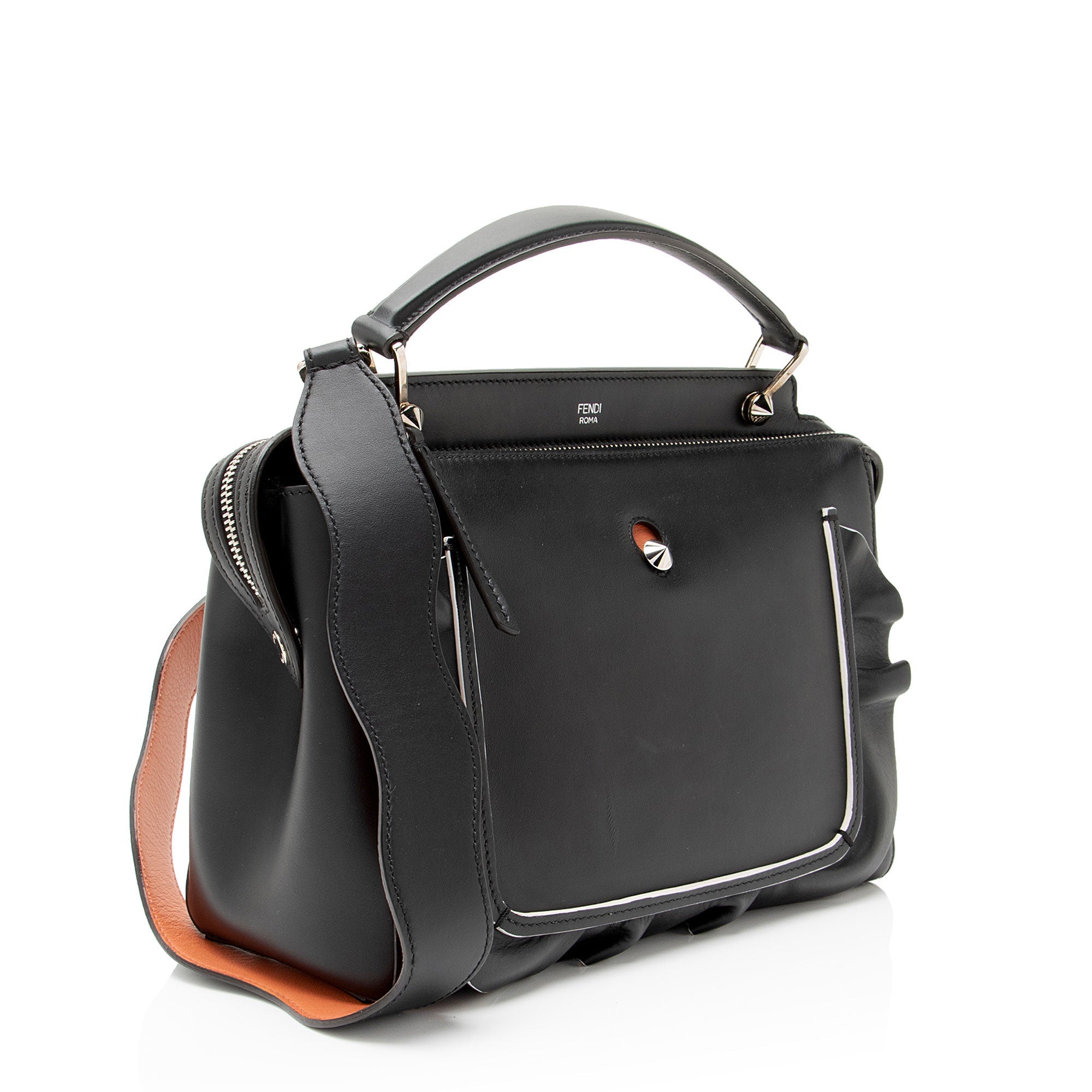 Fendi Leather Waves Dotcom Medium Satchel