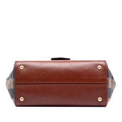 Fendi Leather and Pequin Canvas Silvana Satchel