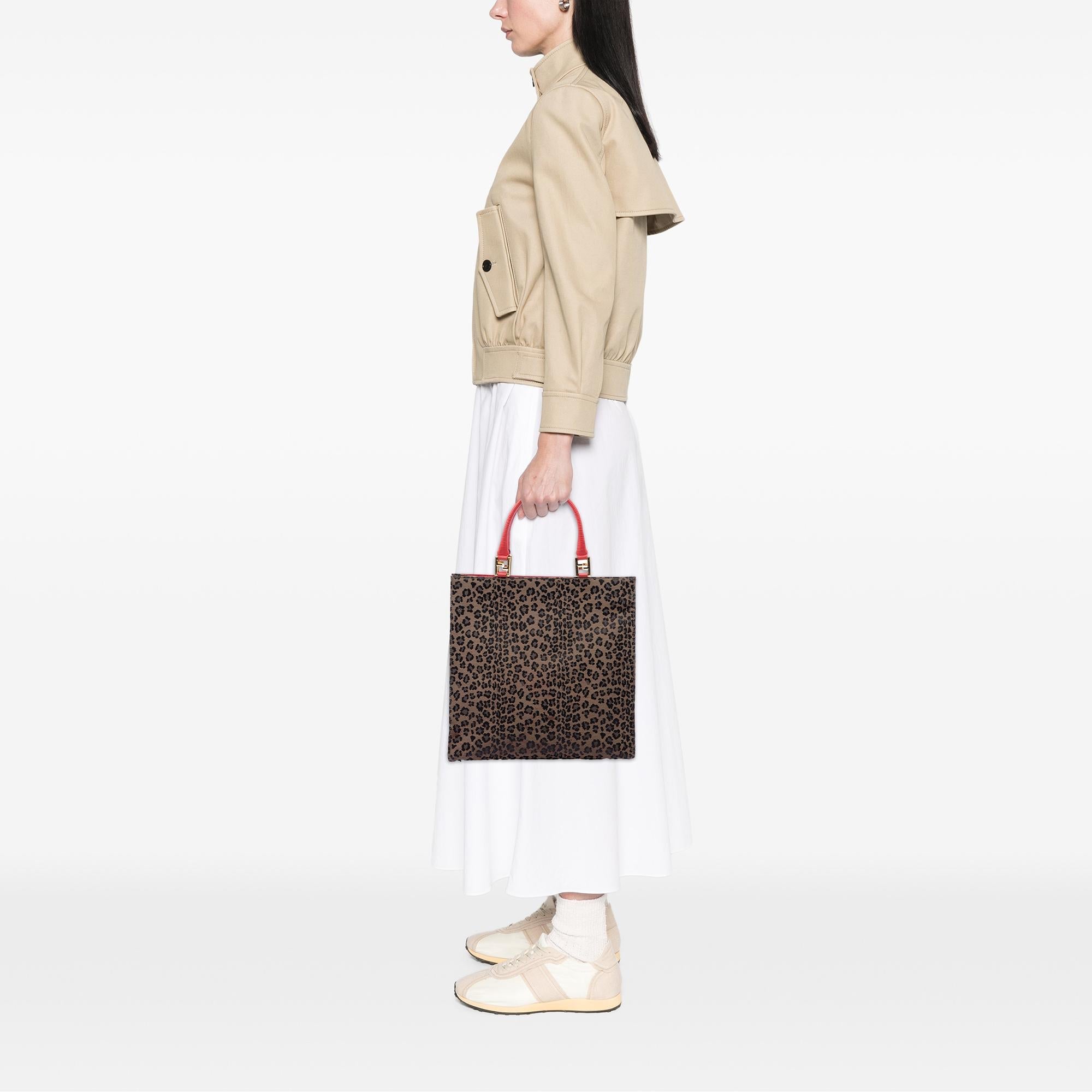 Fendi Leopard Print Canvas Tote