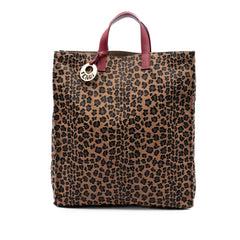 Fendi Leopard Printed Canvas Shopping Tote