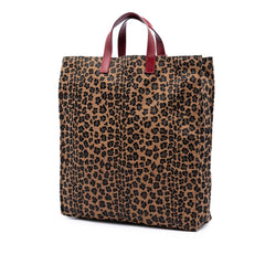 Fendi Leopard Printed Canvas Shopping Tote